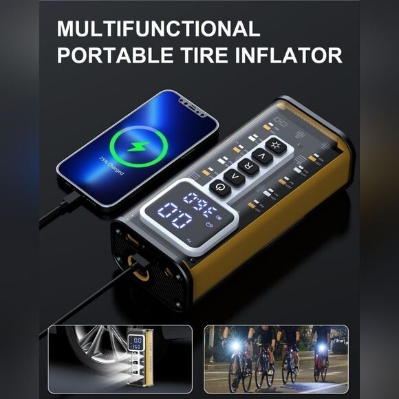 Tire Inflator Portable Air Compressor, Air Pump for Car Tires 20000mAh Battery - Picture 11 of 11